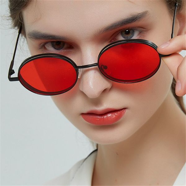 

yooske metal round sunglasses women vintage fashion small sun glasses ladies red glasses men luxury designer eyeglasses uv400, White;black