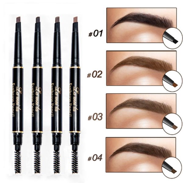 Natural Long Lasting Paint Eyebrow Pencil with Brow Brush Waterproof Black Brown Automatic  Cosmetic Tool