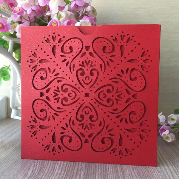 

15pcs /lot hollow laser cut sample red color wedding invitation cards garden theme anything party supplies, Black