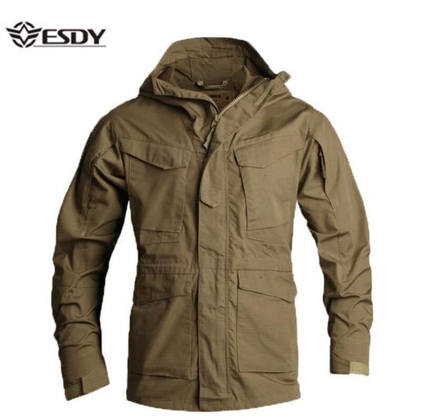 

esdymen's jacket us army climbing tactical clothing uk m65 fall winter flight pilot hooded coat field outdoor hiking windbreaker, Blue;black