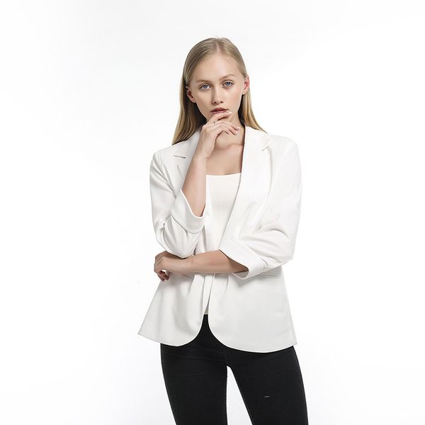 

blazers woman candy-colored cropped sleeves small suit commuter slim suit for feminino robe femme, White;black