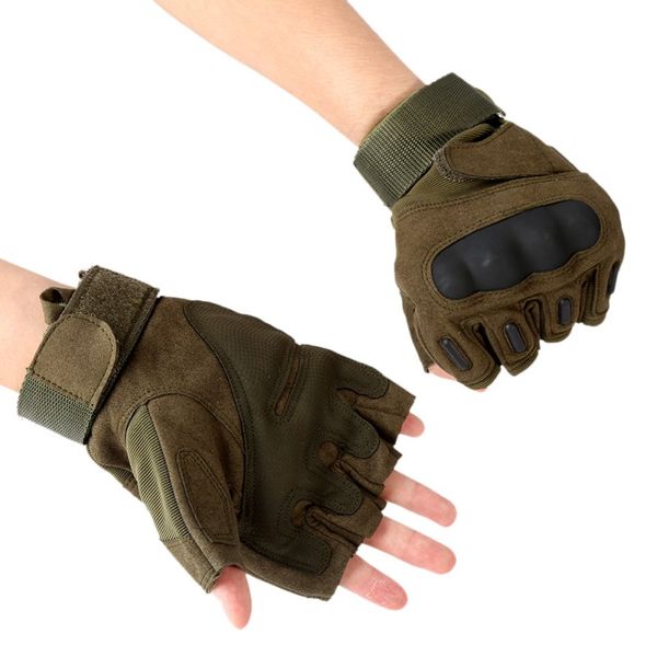 

outdoor hiking gloves tactical half-finger solid antiskid sports men's fitness gloves, Black