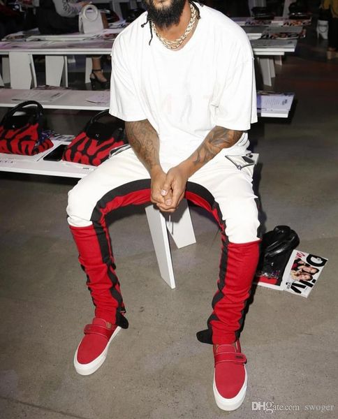 

lover white red colour fog pants justin bieber side zipper casual sweatpants 3 style men hip hop jogger pants s-2xl, Black