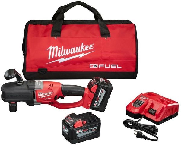

Milwaukee cordle hole hawg right angle drill kit bru hle w 2 batterie