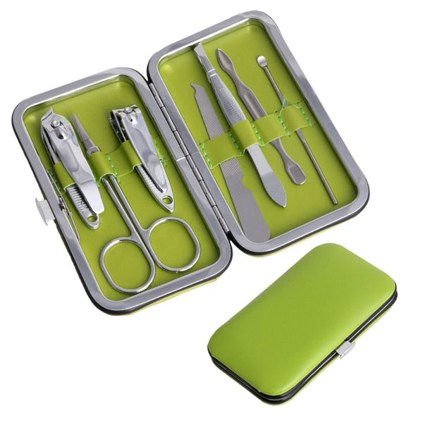 

7pcs manicure set nail care clippers scissors travel grooming kits case