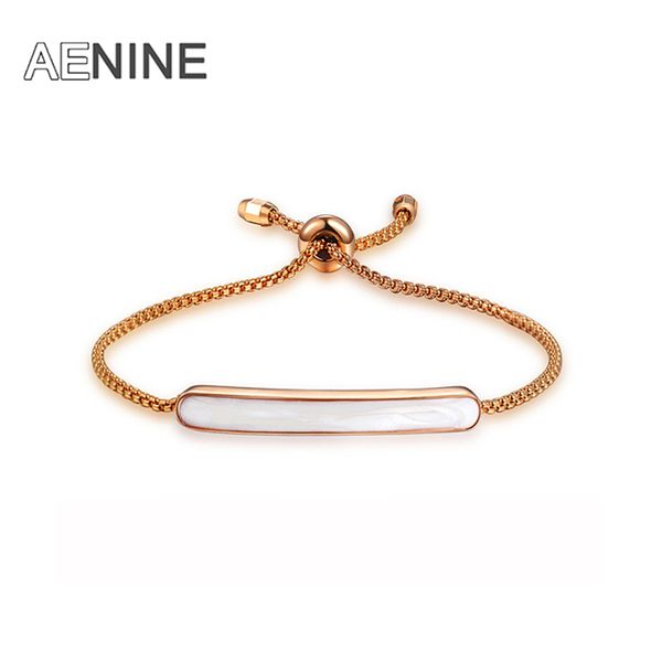 

aenine new design bracelet & bangle for women rose gold color painting bar slider bracelet jewelry pulseira feminina b150390398r, Black