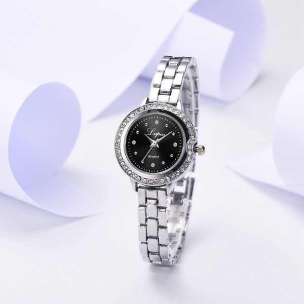 

lvpai new fashion women watch exquisite girl rhinestones bracelet watch steel strip dress ladies quartz wrist watches relogio #a, Slivery;brown