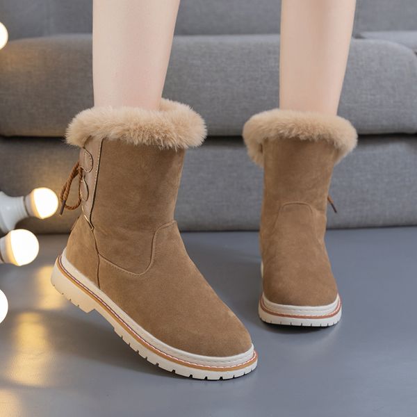 

round toe woman flat boots booties ladies australia boots-women winter shoes for women lace up luxury designer low snow 2019, Black