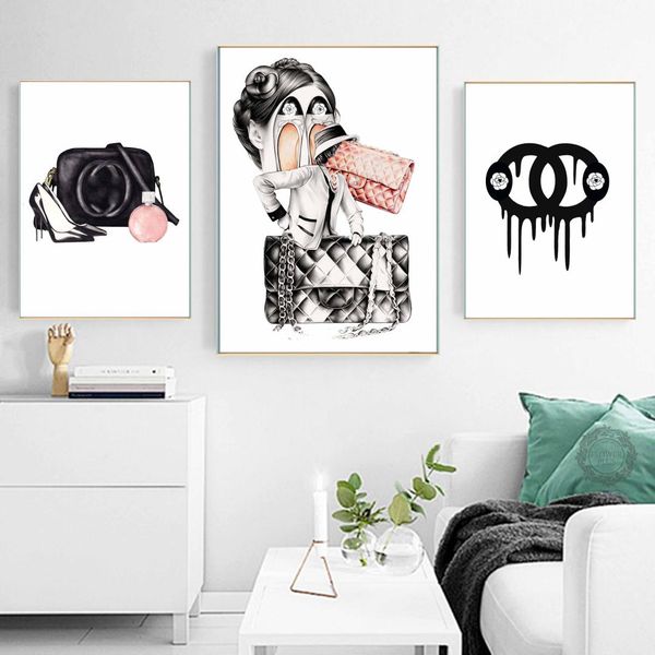 

мода плакат сумка парфюмерные современные настенные art prints vogue журналы и сумки картина coco canvas картина гостиная украшение