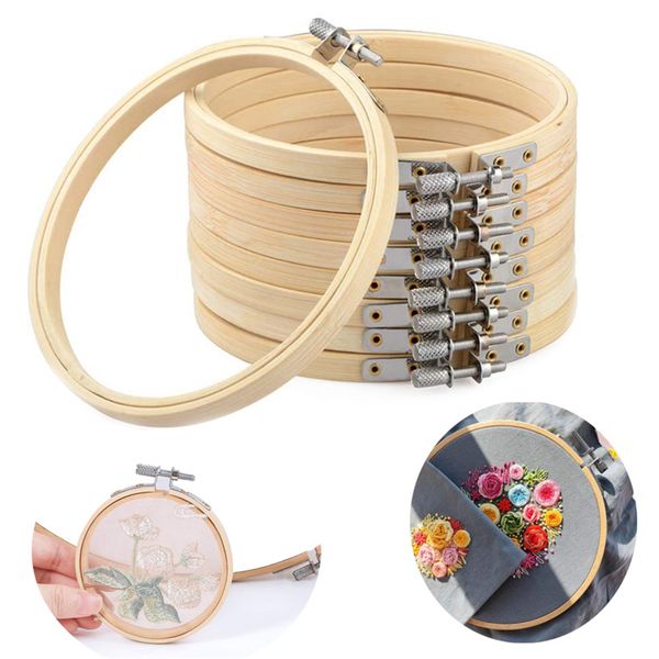 

5pcs diy bamboo frame circle cross stitch hoop ring embroidery hoop set for girl kids cross stitch home wedding decoration, Black