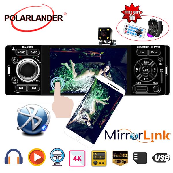 

mirror link for andriod microphone 4" 1 din car mp5 player bluetooth touch screen 12v dc rear view camera stereo car radio