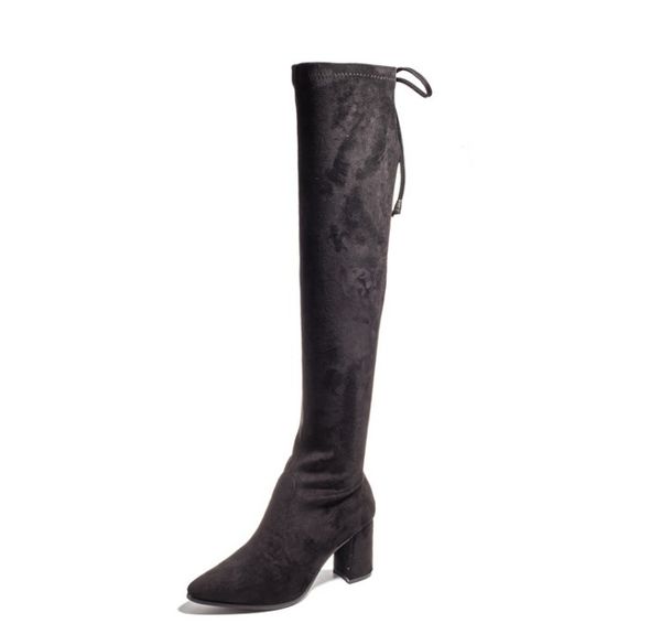 

womens over knee micro suded boots women classic designer boots ladies thigh-high boots lady high heels zy887, Black