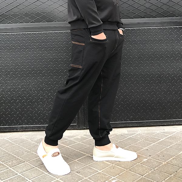 

a239-летние модные одна кнопка узкие брюки широкие ноги брюки, Black