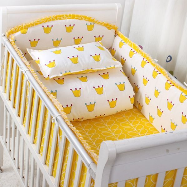 

cotton baby crib bedding set with bumper cotton printed cartoon bed safe around baby bedding with crib sheet
