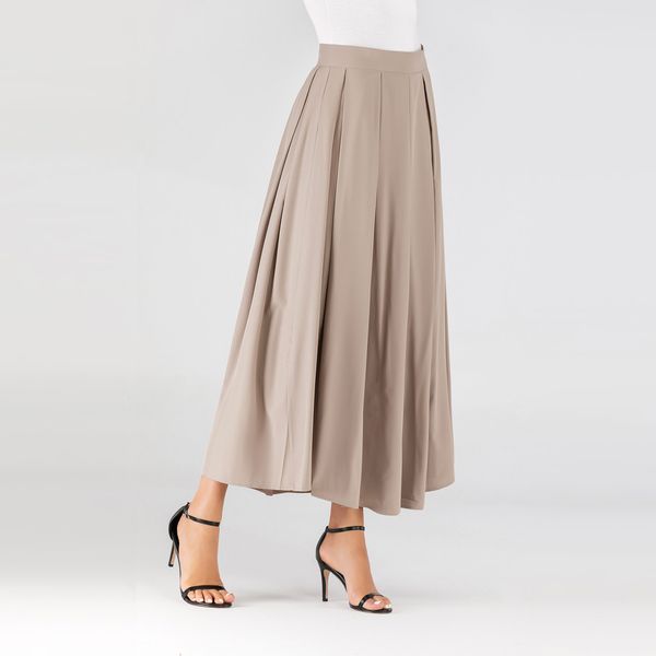 

2019 women casual chiffon maxi skirt spring summer pleated multi colors fashion flared high waist long skirts, Black