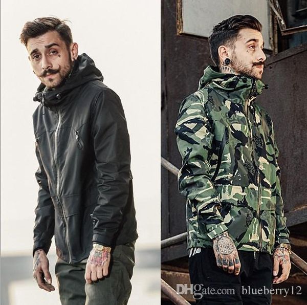 

mens hooded windbreaker streer style skateboard camouflage casual jacket with 2 colors asian size m-2xl ing