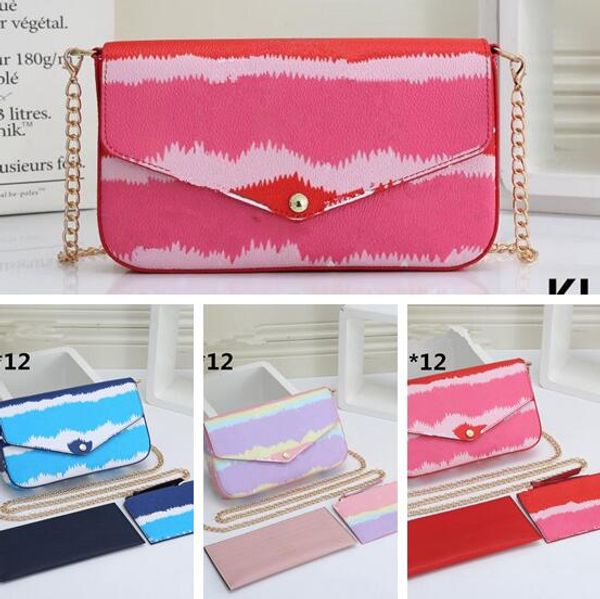 

designer envelope shoulder bags fashion printing flowers leather crossbody bag card wallet chain bag messenger bag detachabl 3 piece set
