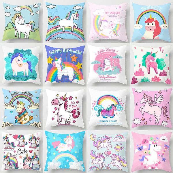 

unicorn peach skin style household items pillowcase cartoon car sofa cushion cover can be customized xd23541