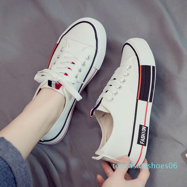 

classic woman canvas shoes spring autumn female casual shoes lace up comfortable ladies flats breathable plimsolls for girl 06t, Black