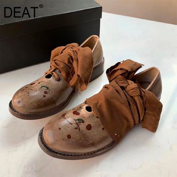 

deat] 2020 round toe bandage casual personality pu leather single high heels shoes women new spring autumn fashion tide 10f879, Black