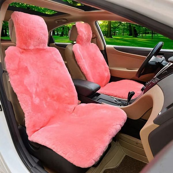 

1pc real sheepskin car seat covers  fit most pink (universal fit