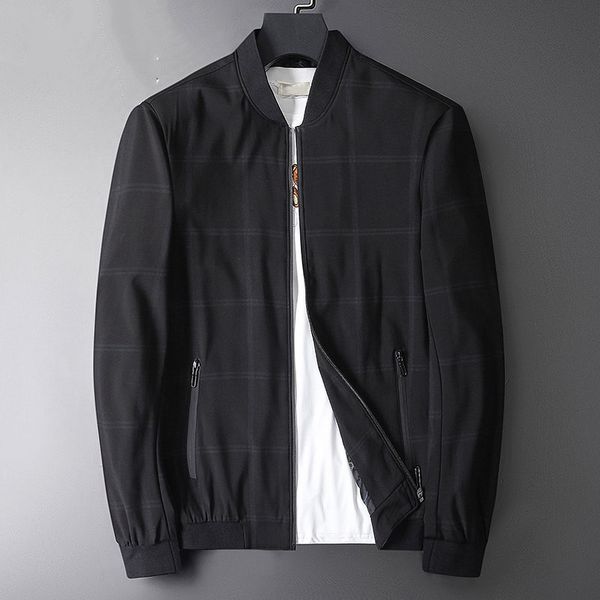 

fashion striped baseball style thin casual jacket men stand collar coat outerwear for spring autumn, Black;brown