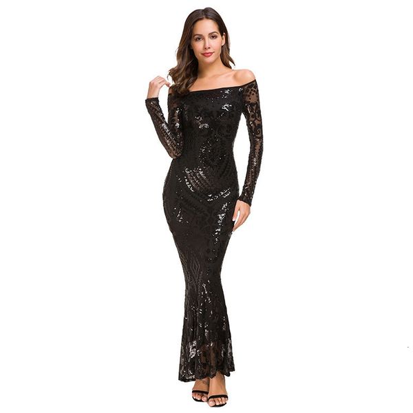

женщины одежды конструктора платье elegant плеча партии вечер mermaid платье женщина сетка sequined длинных maxi bodycon платье vestidos zl3, Black;gray