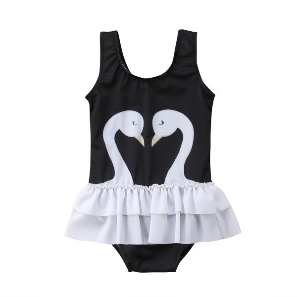 

toddler kids baby girl one-piece swan cartoon swimsuit babies swimming bikini swimsuits swimwear bathing suit 1-5t