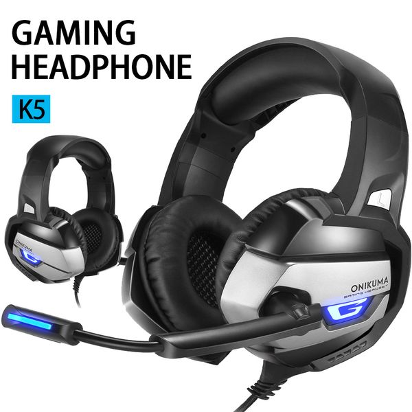 K5 Игровые наушники Over-Ear Gaming Проводная Наушники Surround Stereo Снижение шума с микрофоном LED подсветкой для ПК планшетного ПК в розничной коробке