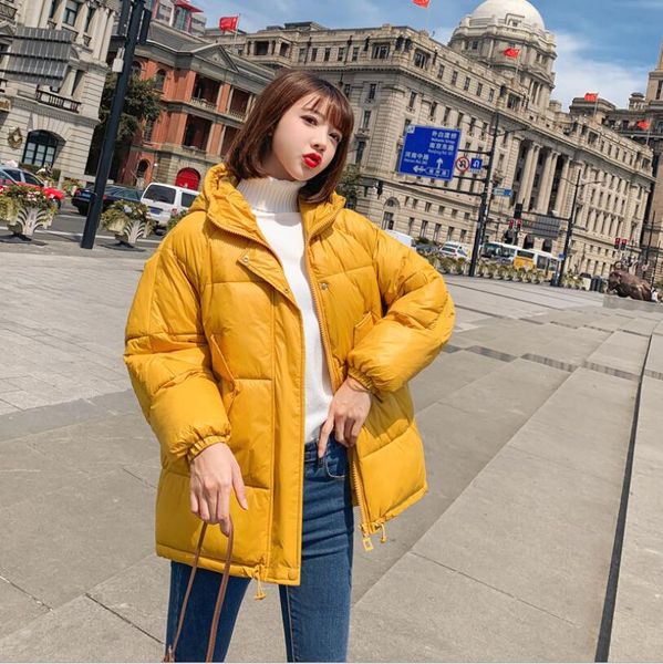 

women's trench coats winter hooded padded coat jacket female short paragraph wild loose bread outer hip hop casual women casaco -xxl, Tan;black