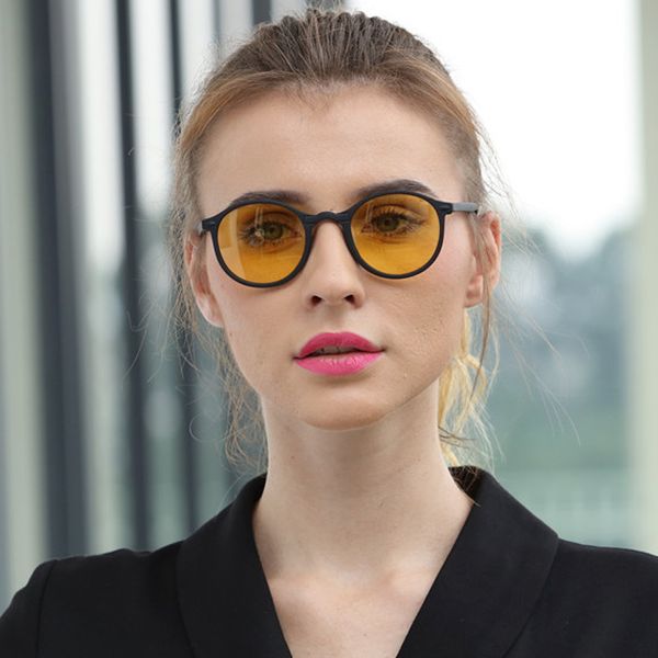 

the new night vision sunglasses men goggles yellow classic round frame glasses driver night driving eyewear, White;black
