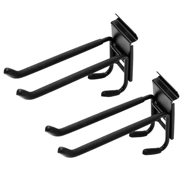 

2 pack slatwall hooks hanger, wall mounted vertical bicycle holder storage tool rack garden garage organization