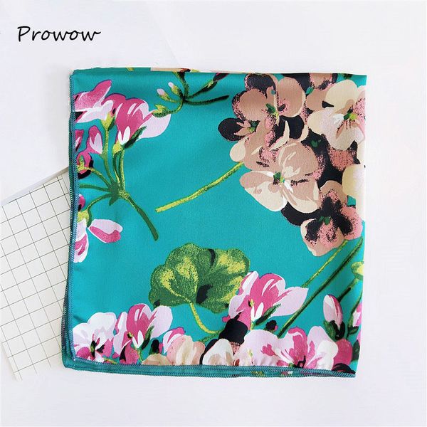 

50*50cm square scarf hair tie band for business party women elegant small vintage skinny retro head neck silk satin scarf fj044, Blue;gray