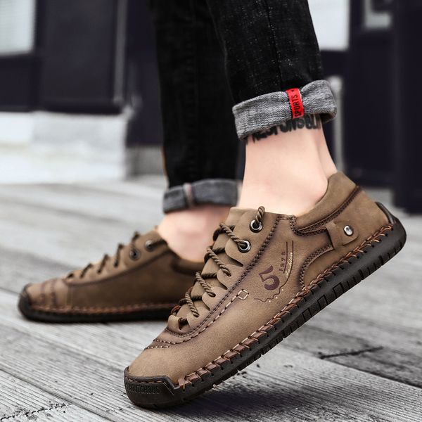 

2020 новые мужские кожаные туфли осень 2020) новая повседневная обувь тенденция трансграничного плюс размер кожаных туфлей на открытом возду, Black