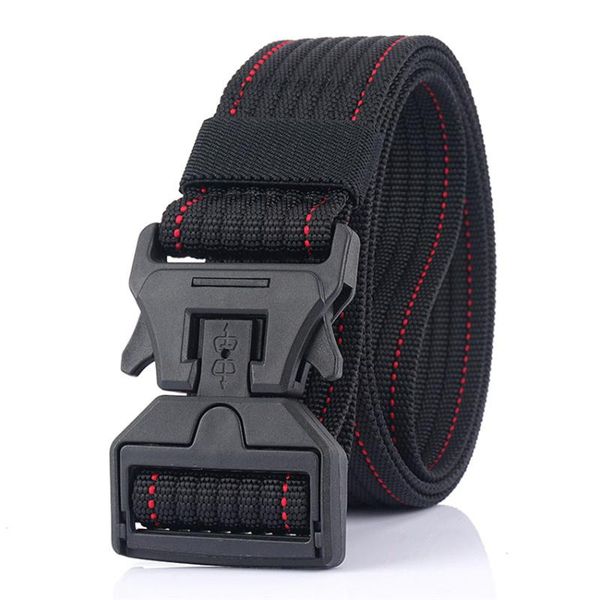 

tactical nylon belt magnetic buckle practical adjustable outdoor hunting training quick release belt for jeans pants, Black;brown