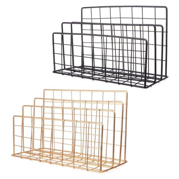 

nordic style iron art grid storage rack book holder three layer deskmagazine shelf home organizer decoration