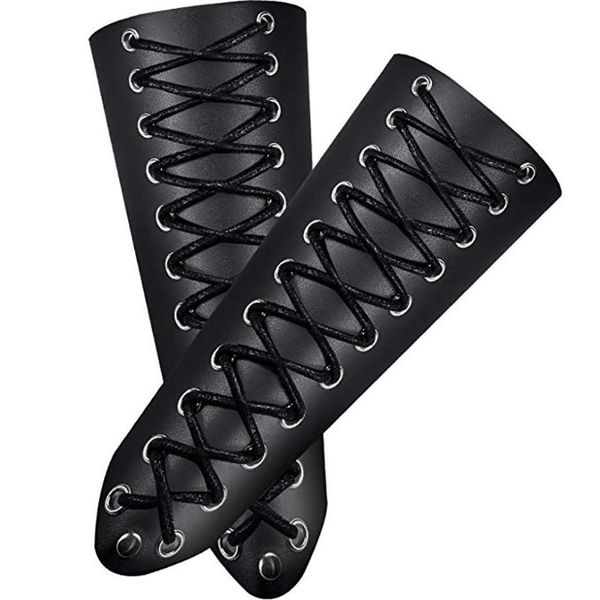 

bangle 1pc arm guard punk design faux leather medieval knight bracer halloween costume party props, Black