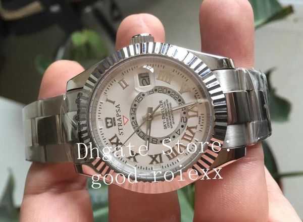 

mechanical watch men's asia 2813 watches men white rome full steel 326939 sapphire 326934 gmt time zone sky dweller sport wristwatches, Slivery;brown