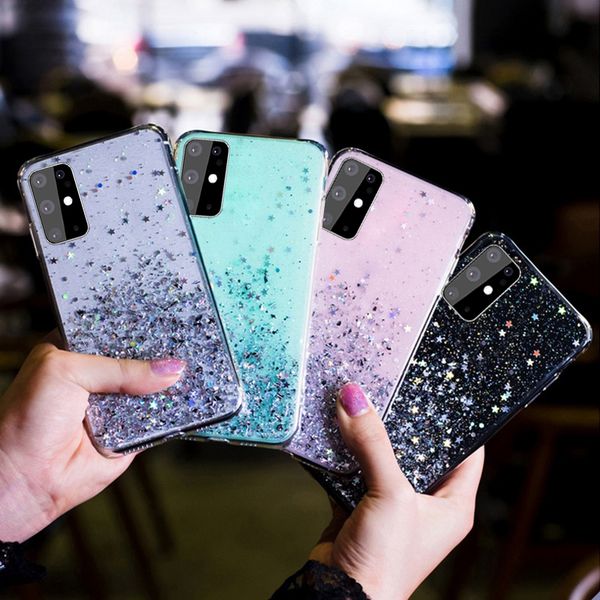 

градиент блеск звезда чехол для телефона samsung galaxy a51 a71 a50 s10 s9 s10e примечание 10 мягкая эпоксидная задняя крышка телефона