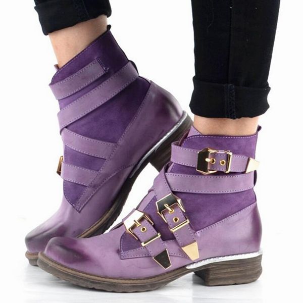 

litthing winter ankle boots ladies fashion women purple short ankle boots genuine leather blue winter strapped boot shoes, Black