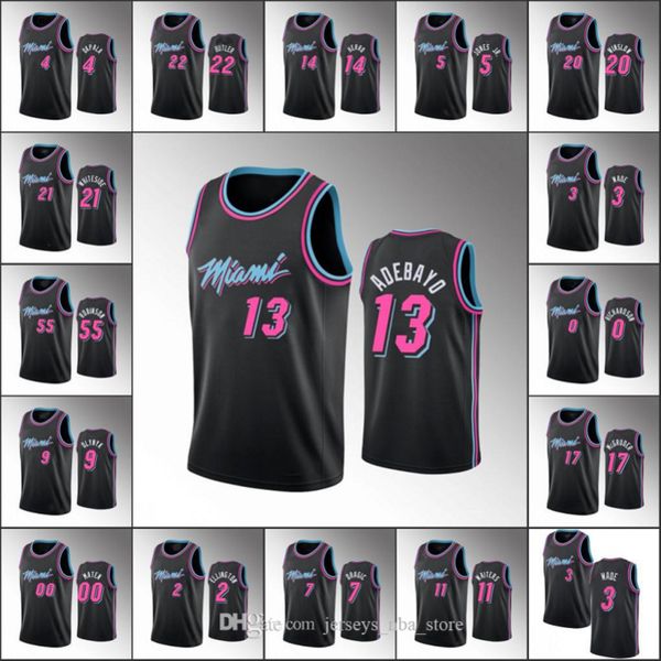 

men tyler herro jimmy butler miami dwyane wade justise winslow duncan robinson heat black city jersey, Black;red