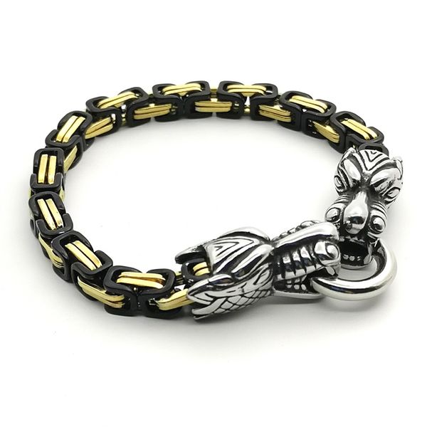 

2020 new men stainless steel wolf head chain bracelet fashion men and women accessories viking king chain jewelry, Black