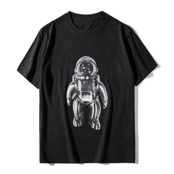 

famous designer men t shirt summer men women cotton aastronaut print short sleeves couples casual black t shirt size s-2xl, White;black