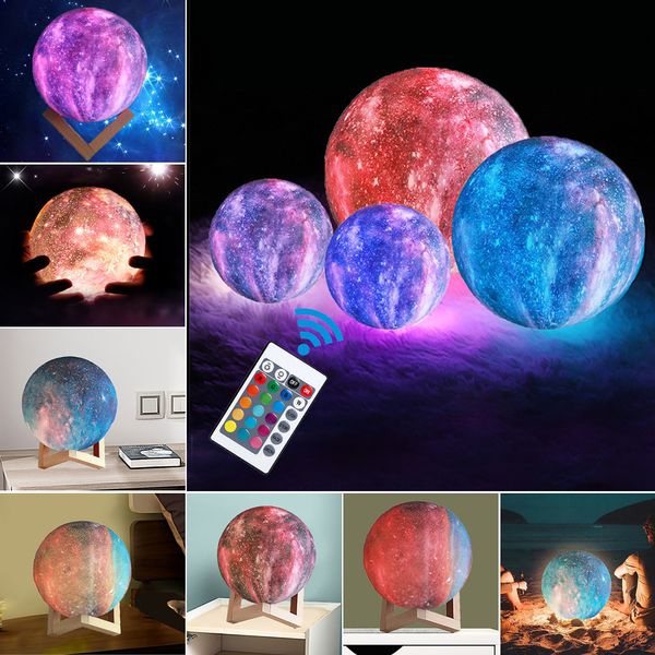 

3d printing 16 colors change moon lamp with remote control creative led night light for home decor