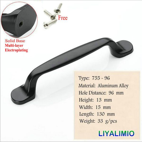 2019 755 96 Aluminum Alloy Matte Black Cabinet Handles American