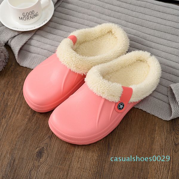 

women's winter slippers plush inside female sandals warm cotton waterproof garden nurse sheos hospital work sandals c29, Black