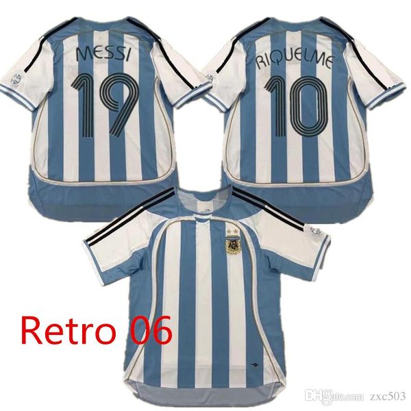 

19 me i 10 riquelme 2xl retro argentina occer jer ey 2006 world cup thai vintage cla ic collection 06 07 football hirt cre po cami eta