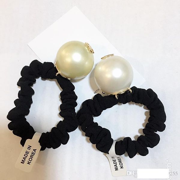 

3cm super good quality luxury hair accessories big pearl with marks hair rope for ladys collection item fashion hair tie with bag party gift, Pink