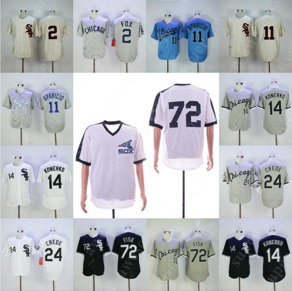 

72 carlton fi k jer ey 14 paul konerko 24 joe crede 2 nellie fox 11 lui aparicio white ox ba eball jer ey white black grey