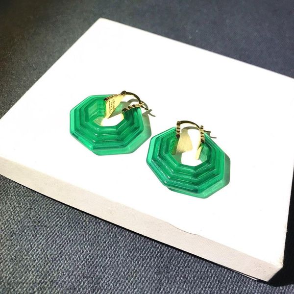 

super polygonal green wild fashion designer earrings luxury designer jewelry women earrings, Golden